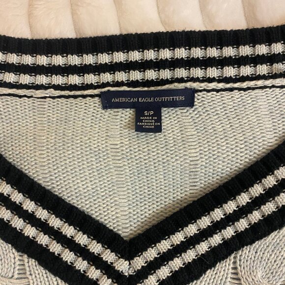 💙 Vintage American Eagle 3/4 Sleeve Oversized Pale Blue Cotton Knit Sweater - Picture 2 of 5